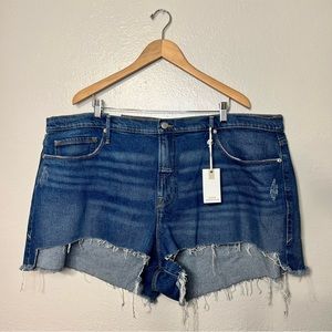Good American Good 90's High Waist Step Hem Denim Shorts Plus Sizes 22 NWT